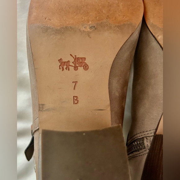 Coach Pauline Taupe Suede Ankle Boots with Brown Leather Strap - Picture 7 of 8